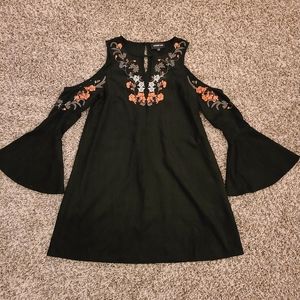 Black Fall Mini Dress with bell sleeves